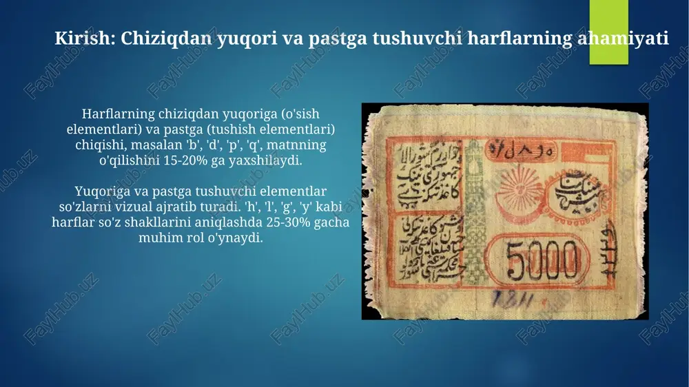 og'irlik (masalan, yengil, o'rta, qalin) va kenglik (masalan, tor, normal, keng) kabi o'zgaruvchilar tepa va pastki qismlarning uzunligiga sezilarli ta'sir ko'rsatadi, bu esa o'qilish qulayligini o'zgartiradi. kaliyografiyada chiziqdan yuqori va pastga tushishni qo'llash xattotlikda harflarning yuqori va pastki qismlari, masalan, 'b' va 'g'ning uzunligi 1:1.5 nisbatda bo'lishi mumkin, bu esa matnning vizual muvozanatini ta'minlaydi. harflarning vertikal joylashuvi, ya'ni asosiy chiziqdan yuqori va pastga chiqishi, xatning umumiy ritmi va o'qilishiga sezilarli ta'sir ko'rsatadi hamda vizual qiziqish uyg'otadi. dizayn va o'qish qulayligiga ta'siri harflarning chiziqdan yuqori va pastga chiqishi matnning vizual ritmini yaratadi, bu esa o'quvchining diqqatini 25-30% gacha oshirishi mumkin, ayniqsa katta hajmli matnlarda. harflarning balandligi va pastligi o'rtasidagi nisbat (masalan, x-balandligi va tashqi uzunlik) shriftning 1.2:1 dan 1.5:1 gacha bo'lgan o'lchamlarini aniqlaydi, bu o'qish qulayligiga sezilarli ta'sir qiladi. xulosa: chiziqdan yuqori va pastga tushuvchi harflarni tushunishning ahamiyati chiziqdan yuqori va pastga tushuvchi harflar estetikani yaxshilaydi, o'qish tezligini 15% ga oshiradi, …