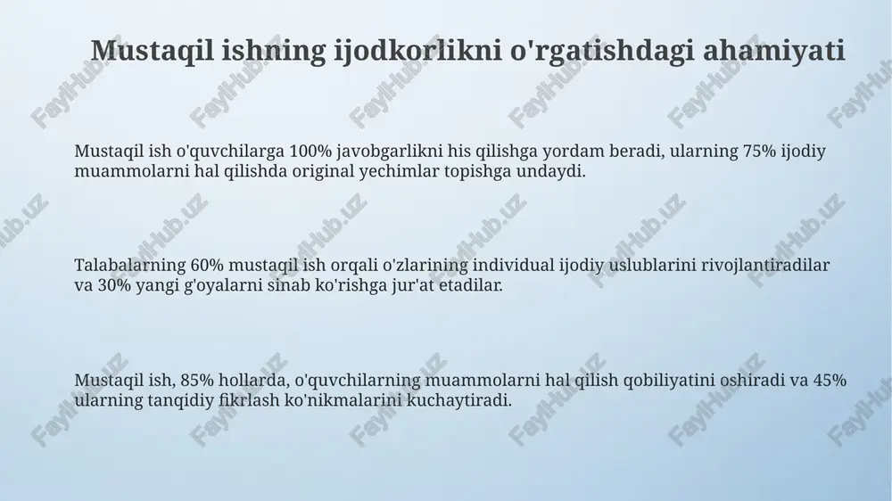 mustaqil ishning ijodkorlikni o'rgatish - Page 3