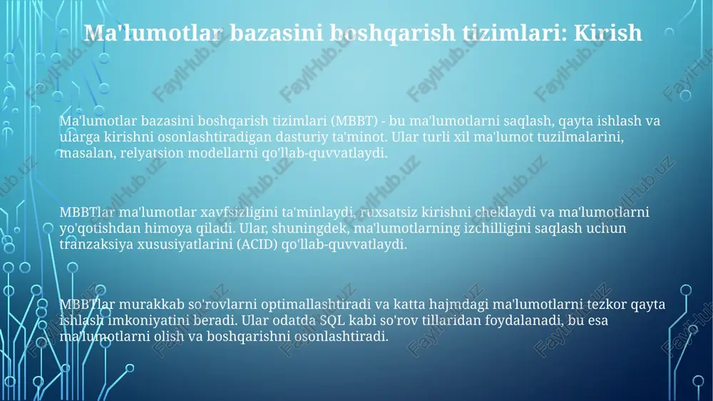ma'lumotlar bazasini boshqarish tizimlari - Page 3