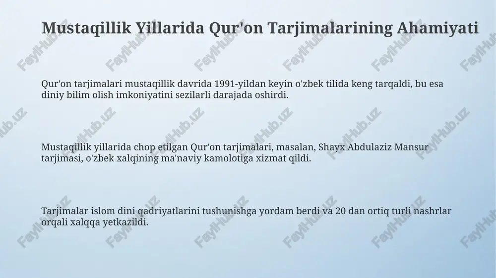 mustaqillik yillarida qur‘oni karimning o‘zbektiligatarjimaqilinishi - Page 3