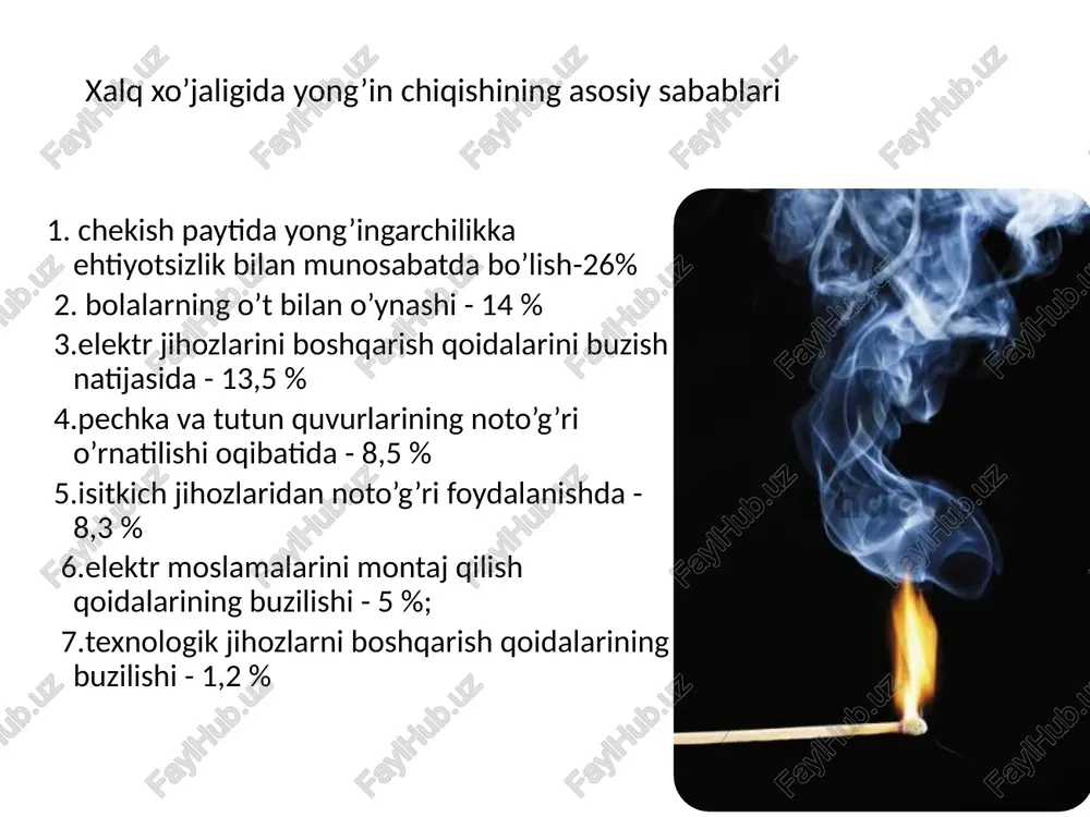 yoki issiqlik ta’sirida o’zi joylashgan hajmiga sig’may qolishi tufayli otilib chiqadigan hodisadir yonish va portlash xususiyatiga ko’ra xavflilik 6 guruhga bo’linadi: - neft ishlab chiqaruvchi zavodlar, kimyoviy korxonalar, neft o’tkazuvchi quvurlar, neft omborxonalari. - ko’mir kukuni, yog’och qipig’ini tayyorlovchi, un va uni qayta ishlovchi kombinatlar. - yog’och, paxta va ularni qayta ishlab chiqaruvchi korxonalar, qog’oz korxonasi. - metallarga issiqlik ta’sirida ishlov beradigan sexlar, bug’xona, payvandlash uchastkalari va boshqalar. - meva, sabzavot, sut, baliq, go’sht qayta ishlab chiqaradigan inshoatlar va meva saqlaydigan omborlar. - suv va kislorodni o’zaro ta’siri natijasida portlash sodir bo’luvchi moddalar ishlatiladigan xonalar, hamda portlash xususiyatiga ega bo’lgan changlar qo’llanadigan ishlab chiqarish tarmoqlari. har qanday portlashlarda birlamchi va ikkilamchi zarar beruvchi omillar hosil bo’ladi. birlamchi omillar zarb to’lqinlari - yuqori bosimdagi portlashishdan hosil bo’lgan kuchli havo to’lqinlarining kuchli ovoz chiqarib tarqaladigan havo to’lqini tarzidagi va va unga qarshi kelgan qattiq jismlarning parchalanishi va sochilishiga olib keladi. siniq parchalarning …