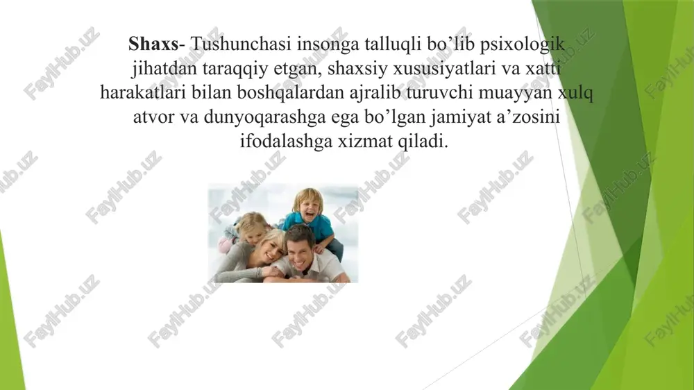 .shuning uchun ham inson faoliyati uning rivojlanishi natijasi hamdir. demak, shaxs faolligi asosida ijtimoiy faollik, tashabbuskorlik, ijodkorlik xislatlarini shakllantirish – uning shaxslik imkoniyatlarini namoyon etishi orqali faoliyatini rivojlantirish muhim sanaladi ma’lum bir yosh davriga xos bo’lgan anatomik, fiziologik, psixologik xususiyatlar yosh xususiyatlari deyiladi odam ijtimoiy mavjudot sifatida shaxsga aylanishi uchun ijtimoiy muhit sharoitlari va tarbiya kerak bo’ladi. ana shular ta’sirida odam inson sifatida rivojlanib boradi va shxsga aylanadi. bular shaxsning o’ziga xos xususiyatlari bo’lib ana shu ruhiy xususiyatlar rivojlanib borib ma’lum bir bosqichga yetsagina u mukammal inson sifatida shakllanadi. shaxsning ijtimoiy voqealikka, mehnatga, jamiyatga bo’lgan munosabati turlicha namoyon bo’ladi. pedagogika, tibbiyot, bolalar anatomiyasi,fiziologiyasi, psixalogiya fanlari yutuqlari va shu fanlarning tavsiyasiga ko’ra bolalarning yosh davrini quydagicha guruhlash qabul qilingan. 0-3 4-11 maktabgacha tarbiya yoshi 12-18 o’rta maktab yoshidagi o’smirlar go’daklik davri bog’chagacha bo’lgan yosh davri maktab yoshidagi kichik guruhlar o’spirinlik davri hozirgi davr o’smirlarining ruhiyatida quyidagi holatlar ko’zga tashlanadi intellektual rivojlanish …