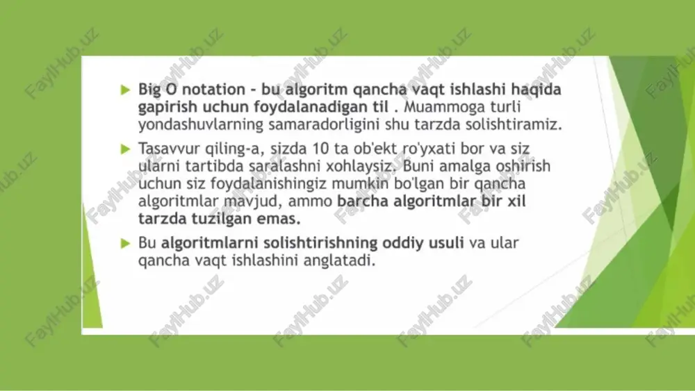 xotiraviy samara vaqt samarasi / algoritimning murakkablik darajasi.algoritimning taqqoslash usullari - Page 3