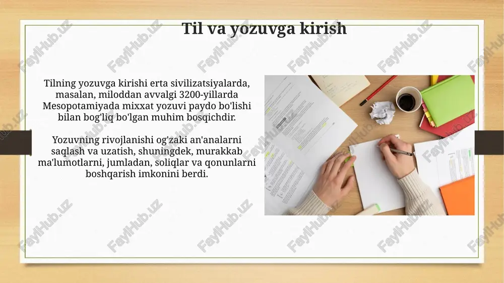 ilga kelib 30% foydalanuvchilar matn terish o'rniga ovozdan foydalanishga o'tadi. xulosa xulosa - bu matnning yakuniy qismi bo'lib, unda asosiy fikrlar 2-3 ta asosiy dalil bilan qisqacha umumlashtiriladi va natijalar ta'kidlanadi. xulosada muallif 1-2 ta asosiy taklif berishi mumkin, bu kelajakdagi tadqiqotlar uchun yo'nalish ko'rsatadi yoki mavzuga oid o'z fikrini bildiradi. e'tiboringiz uchun rahmat image7.jpg image8.jpg image9.jpg image10.jpg image11.jpg image12.jpg image13.jpg image14.jpg image15.jpg image16.jpg image17.jpg image18.jpg image3.png image4.png