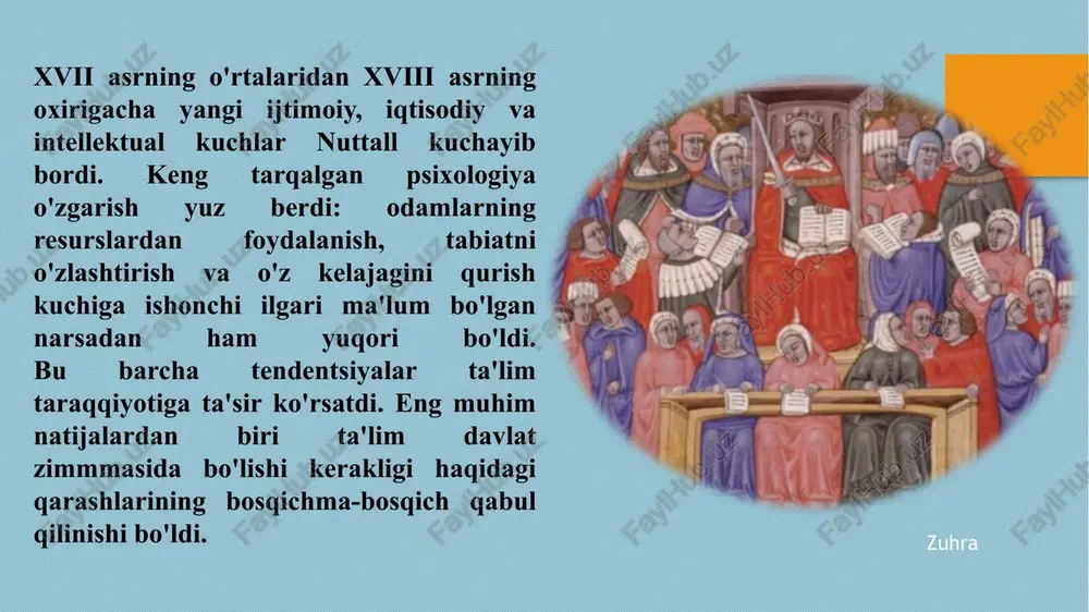 yurgan mashhur maktab internatiga asos soldi. zuhra o'z asarlarining ko'pligiga qaramay, pestalozzi o'z tamoyillari va usullari haqida hech qachon to'liq va tizimli hisobot yozgan deb aytish mumkin emas; uning nazariyalarining konturini uning turli asarlari va ishlaridan chiqarish kerak. ta'lim uning organikligi, ya'ni aqliy, axloqiy va jismoniy tarbiya (yoki uning so'zlari bilan "bosh, yurak va tananing rivojlanishi" deb atalgan bo'lishi kerakligi va "bosh, yurak va tananing rivojlanishi" bo'limlariga jalb qilinishi kerakligini anglatadi. shuningdek insonga xos bo'lgan o'z kuchidir. ta'lim tom ma'noda bu o'z-o'zini kuchini tortib olish, faoliyat orqali qobiliyatlarni rivojlantirish jismoniy sohada qo'l mehnati va mashqlarni rag'batlantirish orqali, axloqiy sohada axloqiy harakatlar odatini rag'batlantirish orqali va intellektual sohada. aniq narsalarni to'g'ri kuzatishda va ular bo'yicha hukm chiqarishda sezgilardan to'g'ri foydalanishga undash. ziyoda ushbu umumiy tamoyillardan ta'lim uslubining muayyan amaliy qoidalariga amal qilindi. birinchidan, tajriba ramziylikdan oldin bo'lishi kerak. bolani hayot haqiqatlari bilan tanishtiradigan ob'ekt darslariga urg'u berilishi kerak. bu darslardan mavhum …