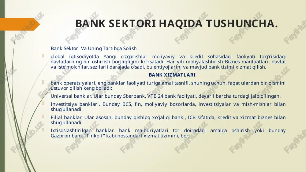 vori, moliyaviy salomatlik va xavf-xatarga munosabati haqidagi bilimlarni hisobga olish juda muhimdir. raqamlilashtirish ilgari ko'rilmagan noyob va foydalanuvchilarga qulay tajribani yaratdi. ilgari, bank ishi sekin, zerikarli va hech qachon tugamaydigan ish sifatida ko'rilgan bo'lsa, hozir siz bir necha oddiy bosish bilan hamma narsani tugatishingiz mumkinligini his qilasiz. bu bank ishni yanada maqbulroq va samaraliroq narsaga aylantirdi, bu esa bank sektoridagi raqamlashtirishni ilgari surdi. o’zbekistonda bank sektorida amalga oshirilayotgan o’zgarishlar 2020 yil 8 yanvar kuni o‘zbekiston bank-moliya akademiyasi binosida o‘zbekiston respublikasi prezidenti administratsiyasi huzuridagi iqtisodiy tadqiqotlar va islohotlar markazi tomonidan «open space» formatida "2020 yilda o‘zbekiston bank sektoridagi o‘zgarishlar" mavzusida davra suhbati tashkil etildi. tadbirda iqtisodiy tadqiqotlar va islohotlar markazi rahbariyati, markaziy bank rahbariyati, iqtisodiyot va sanoat vazirligi, moliya vazirligi bilan bir qatorda o‘zbekiston tijorat banklari rahbarlari, buyuk kelajak ekspertlari, pricewaterhouse coopers xalqaro kompaniyasi, oliy majlis deputatlari, auditorlar, soliq maslahatchilari, shuningdek, tadbirkorlar va ommaviy axborot vositalari vakillari, bloggerlar ishtirokida banklarning moliyaviy …