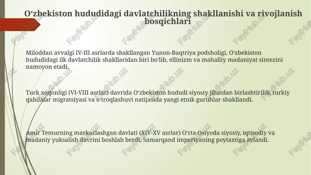 oʻzbek davlatchiligi tarixining tarixiy bosqichlari(oʻzbekiston hududida davlatlar tarixi misolida) - Page 3