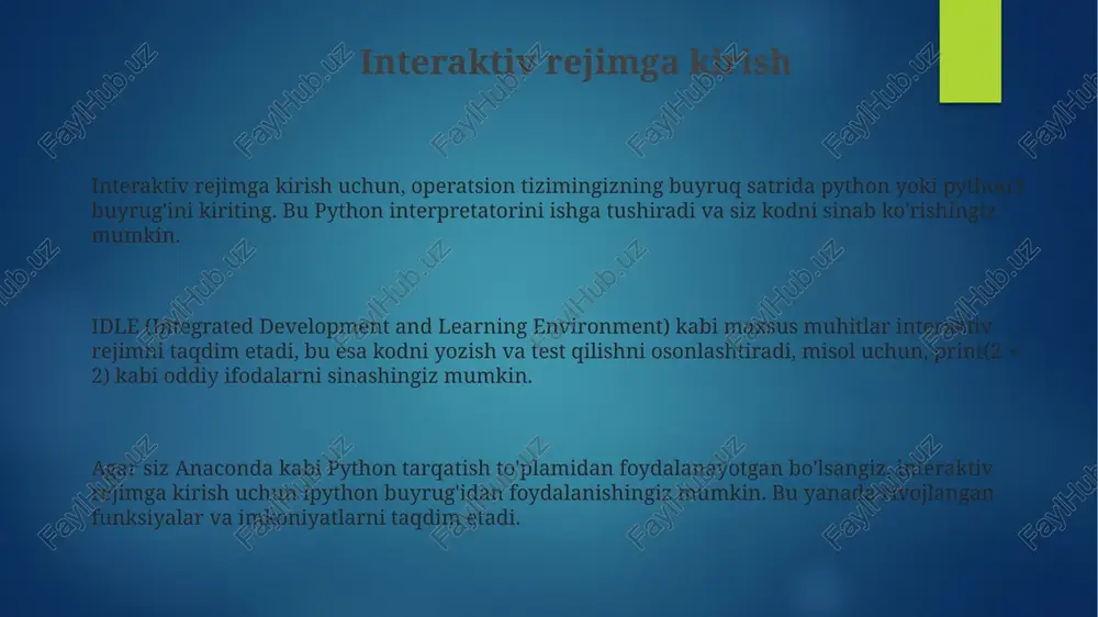 phyton dasturlash tilida interaktiv rejim - Page 3