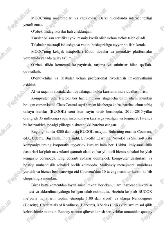 soni ortmoqda. udemy, skillsoft, linkedin learning (linkedin), grovo va bigthink kabi provayderlar oʻzlarida ekspert kontentni rivojlantirib bormoqda. bundan tashqari, professional taʼlim beradigan kompaniyalar qatoriga skillshare, pluralsight, general assembly, floqq, iversity va boshqalarni kiritishimiz mumkin. bularning aksariyati texnikaga oid bilimlarni, jumladan, it tizimlar va dasturlash kabilarni oʻzida jamlaydi. nega buook dunyoni egallamoqda?birinchidan, maʼlumotlarni oʻtkazish va istalgan qurilma orqali kontentdan foydalana olish imkoniyati mavjud. men deyarli 20 yildan beri onlayn taʼlimning ichidaman. maʼlumotlarni oʻtkazishdagi muammolar sababli baʼzi kompaniyalar tugatildi. bundan tashqari, 2000-yildagi turgʻunlik kompaniyalarni tobora achinarli moliyaviy holatga olib kelayotgan edi. loyiha juda qimmat boʻlganligidan kompaniyalar kontentni bloklab qoʻyardi. buning ustiga mobil qurilmalar yoʻq edi hamda juda koʻp nosozliklari boʻlgan flash texnologiyasini qayta ishlab chiqish kerak edi. endilikda siz istagan joyingizda kursni izlab topishingiz, roʻyxatdan oʻtishingiz va bilim olishni boshlashingiz mumkin. videolarni istalgan qurilmadan va istagan vaqtingizda tomosha qilishingiz mumkin. ikkinchidan, endi freemium biznes modellari bor. onlayn taʼlim bilan shugʻullanuvchi kompaniyalarni qiynaydigan …