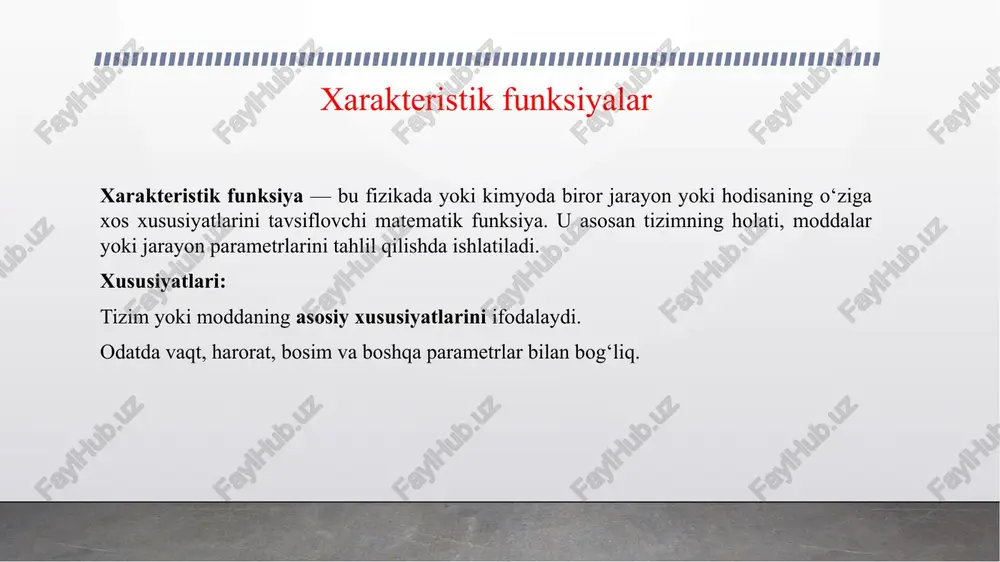ddiy modda murakkab moddaning tarkibiy qismi o‘rnini oladi, natijada yangi oddiy va murakkab moddalar hosil bo‘ladi: s + ab = cb + a; zn + 2hcl = zncl2 + h2; fe + cuso4 = feso4 + cu. almashinish reaksiyasi 4. almashinish reaksiyalarida murakkab moddalarning tarkibiy qismlari o‘zaro o‘rin almashadi: ab + cd = ad + cb; naoh + hcl = nacl + h2o; bacl2 + na2so4 = baso4 + 2nacl. kimyoviy reaksiyalarda ajralib chiqadigan energiya kimyoviy energiya deb ataladi. kimyoviy energiyani issiqlik, nur, mexanik, elektr energiyasiga aylantirish mumkin. ko‘pincha kimyoviy energiya issiqlik energiyasiga va aksincha issiqlik energiyasi kimyoviy energiyaga aylanadi. kimyoviy energiya issiqlik energiyasi kimyoviy reaksiyada ajraladigan yoki yutiladigan energiya miqdori reaksiyaning issiqlik miqdori (q) deb ataladi. reaksiyaning issiqlik miqdori hosil bo‘layotgan va uzilayotgan bog‘lar energiyasi farqi bilan aniqlanadi va kilojoullarda (kj) ifodalanadi. kimyoviy reaksiyalar davomida issiqlik (energiya) chiqishi yoki yutilishiga qarab ham ekzotermik va endotermik reaksiyalarni farqlash mumkin. ekzotermik …