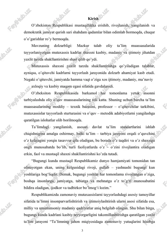 maradorligini ta’minlovchi kurs ishi natijalaridan pedagogik fanlar bo’yicha ma’ruzalar tayyorlash, qo’llanmalar yaratish, shuningdek metodik tavsiyanomalar yaratishda, ish tajribalarini ommalashtirishda samarali foydalanishga xizmat qiladi. kurs ishi ishining tarkibiy tuzilishi va hajmi: ish kirish, 2 bob, 4 bo’lim, umumiy xulosalar va tavsiyalar, foydalanilgan adabiyotlar ro’yxatidan iborat. i bob. boshlangʻich sinf oʻqituvchi shaxsining ijtimoiy – psixologik xususiyatlari 1.1.boshlangʻich sinf oʻqituvchilarning ma’naviy shakllantirishning psixologik asoslari malakali kadrlar tayyorlash tizimini uzluksiz ravishda rivojlantirish ehtiyoji va turli ishlab chiqarish sohalarida katta ish staji bilan faoliyat yuritayotgan shaxsning o’z imkoniyatlarini to’liq amalga oshirmasligi shaxsni har tomonlama kasbiy faoliyatda o’zini namoyon qilish muammosini yuzaga keltirdi. bu muammolarni hal qilmasdan turib kelgusi kasbiy faoliyatdagi muvaffaqiyatni sifatli ta’limni va rejalashtirishni amalga oshirish mumkin emas. bu muammoning amaliy ahamiyati uni turli fan doiralar qatorida psixologiya doirasida ham o’rganishning muhimligini ko’rsatib berdi. boshlangʻich sinf oʻqituvchilarning kasbiy shakllanish jarayonini o’rganishdagi qiyinchiliklar qobiliyatlar va kasbiy qobiliyatlarning ishni bajarishning muayyan bir usuliga asoslangan normativ faoliyatga …
