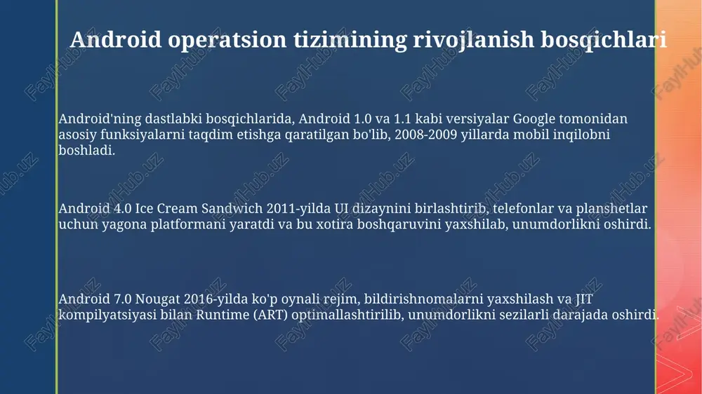 android operatsion tizimining rivojlanish bosqichlari - Page 3