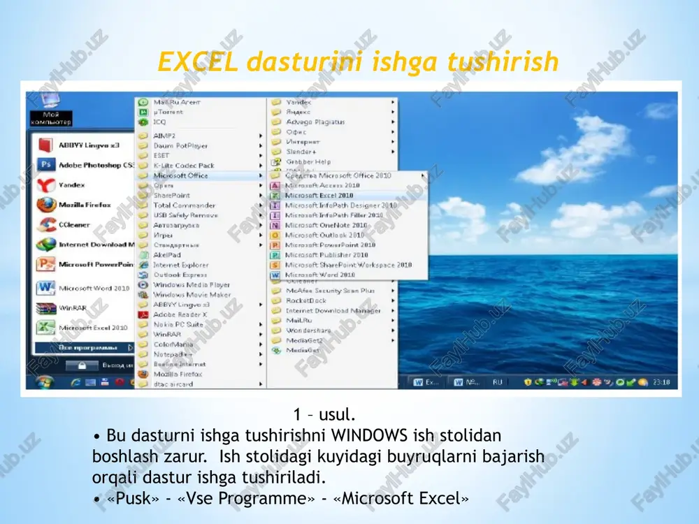 elektron jadval tushunchasi. ma’lumotlarni elektron jadvalga kiritish - Page 3