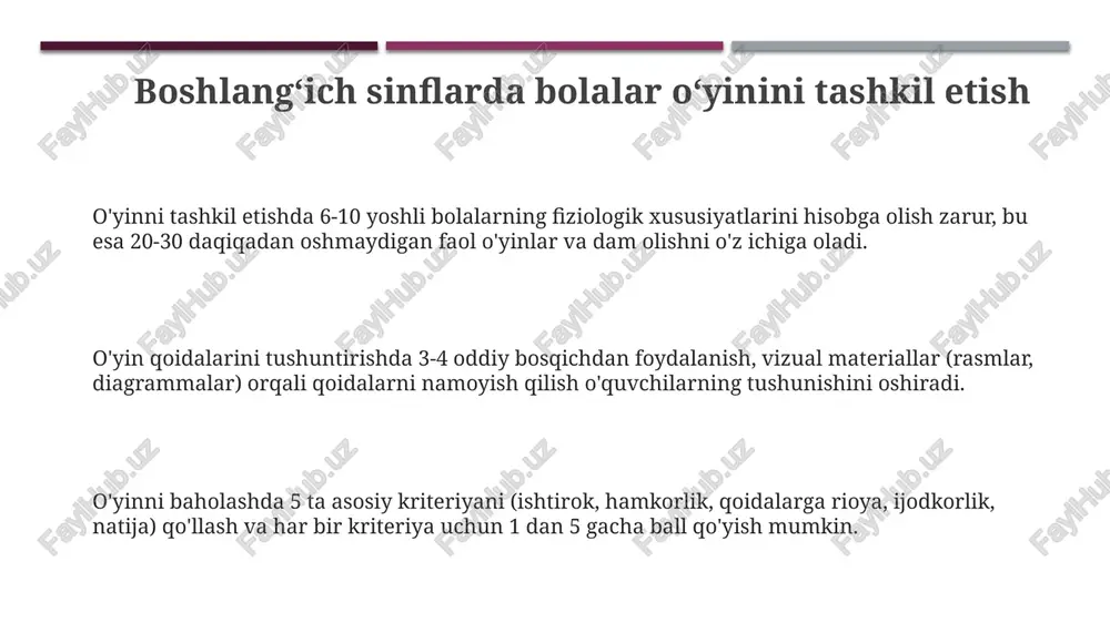 boshlang'ich sinfdagi bolalar o'yinini tashkil etish - Page 3