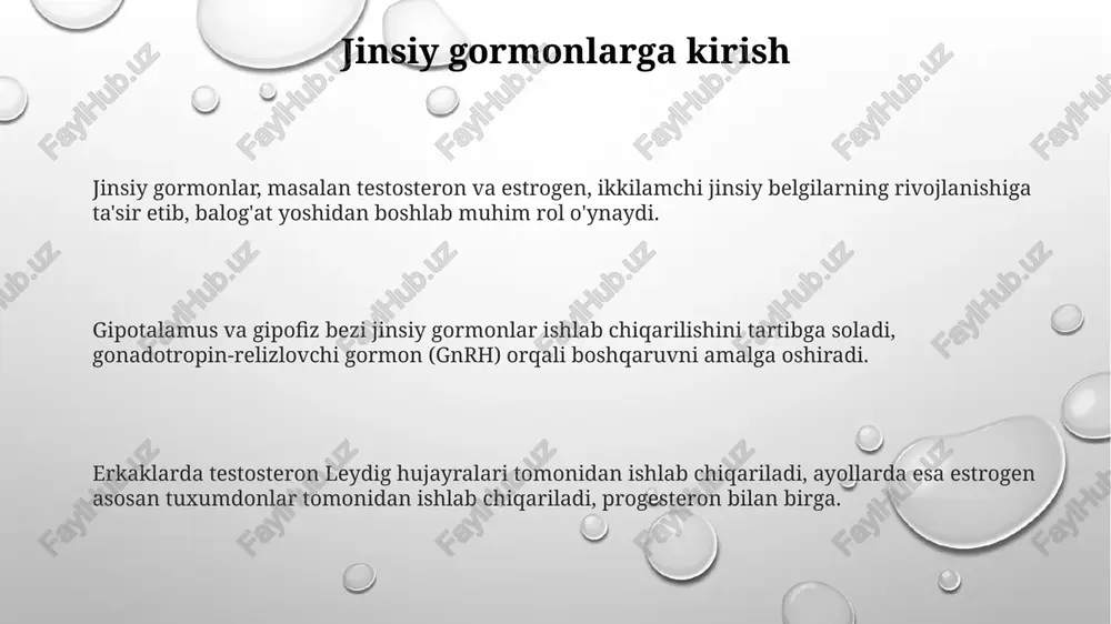 pauzaga olib keladi, bu esa reproduktiv qobiliyatni yo'qotish va turli xil fiziologik o'zgarishlarni anglatadi. testosteron erkaklarda spermatozoidlar ishlab chiqarish uchun zarur, uning yetishmovchiligi esa bepushtlikka sabab bo'lishi mumkin. sog'lom sperma uchun 20 milliondan ortiq spermatozoid kerak. jinsiy gormonlar disbalansi: sabablari va belgilari polikistik tuxumdonlar sindromi (pkts) androgenlar, xususan testosteronning ko'payishiga sabab bo'lib, hayz siklining buzilishi va bepushtlikka olib kelishi mumkin. jinsiy gormonlar disbalansi sabablaridan biri erta menopauza bo'lishi mumkin, ya'ni 40 yoshgacha bo'lgan ayollarda hayz siklining to'xtashi, estrogen yetishmovchiligiga olib keladi. erkaklarda testosteron yetishmovchiligi (gipogonadizm) charchoq, mushaklar massasining kamayishi va libido pasayishi kabi belgilarga olib kelishi mumkin, ko'pincha 30 yoshdan keyin rivojlanadi. jinsiy gormonlar bilan bog'liq kasalliklar va holatlar polikistik tuxumdon sindromi (pcos) ayollarda androgenlar darajasini oshiradi, bu esa bepushtlikning sabablaridan biri bo'lib, menstrual siklni buzadi va erta homiladorlikni qiyinlashtiradi. gipogonadizm erkaklarda testosteronning past darajasi bilan tavsiflanadi, bu libido, mushak massasi va suyak zichligining kamayishiga olib keladi; davolash testosteron o'rnini …