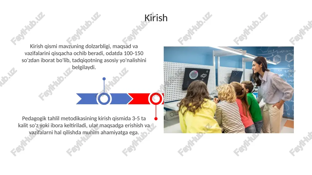 g aniq maqsadlarini (masalan, 3-4 ta) baholaydi, ularning smart (aniq, o'lchanadigan, erishiladigan, real, vaqtga bog'langan) mezonlarga javob berishini tekshiradi. o'qituvchi faoliyatini tahlil qilish o'qituvchi faoliyatini tahlil qilishda darsning maqsadlari, vazifalari, didaktik prinsiplarga rioya etilishi 80%ga baholanadi hamda uslubiy yondashuvlar 20%ni tashkil qiladi. tahlil jarayonida o'qituvchining 6 asosiy kompetensiyasi, jumladan, ta'limiy texnologiyalardan foydalanish darajasi, 75% va o'quvchilarni baholash mezonlari 25%da o'rganiladi. o'quvchilar faoliyatini tahlil qilish o'quvchilarning jismoniy faolligi 60-80% dars vaqtida bo'lishi kerak, bu esa yuklamaning optimal ekanligini va harakat ko'nikmalarini rivojlantirishni ta'minlaydi. mashqlar bajarilish sifatini baholashda 5 asosiy mezon: to'g'rilik, aniqlik, ritm, amplitudasi va koordinatsiya hisobga olinadi, har biri 1 dan 5 ballgacha baholanadi. ta'lim metodlari va vositalarining tahlili vositalarni tahlil qilishda ularning xavfsizligi (95% holatda) va o'quv maqsadlariga mosligi (80% maqsadga erishish) hisobga olinadi. o'quv jarayonida qo'llaniladigan metodlar samaradorligi 70% dan ortiq bo'lishi kerak, bunda o'quvchilarning qiziqishi va faolligi muhim ahamiyatga ega. darsning samaradorligini baholash baholash jarayonida darsning maqsadlari …