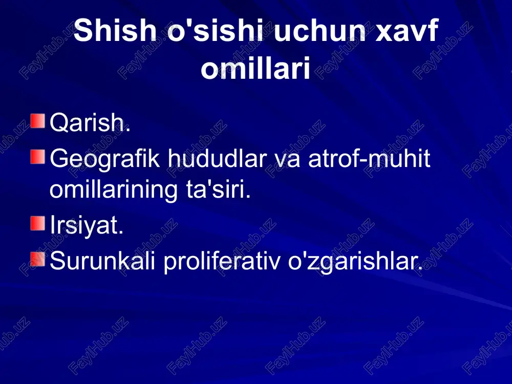 to-onkogenlar dominant sifatida qaraladi (boshqa sharoitlarning paydo bo'lishining ustunligi va oldini olish), chunki ular oddiy nusxalari mavjudligiga qaramay, hujayralarni o'zgartiradilar. kanserogenezning molekulyar asoslari aksincha, saraton bostiruvchi genlarning ikkala normal allellari transformatsiya sodir bo'lishi uchun shikastlangan bo'lishi kerak. shuning uchun bu genlar oilasi retsessiv onkogenlar deb tasniflanadi . (homozigot holatida, ya'ni ikkita bir xil allellar mavjudligida namoyon bo'ladi). kanserogenezda ham muhim bo'lgan uchinchi genlar klassi dasturlashtirilgan hujayra o'limini nazorat qiluvchi genlarni o'z ichiga oladi - apoptoz . ushbu genlarning ba'zilarining funktsiyasi juda o'ziga xosdir va faqat belgilangan maqsadga bo'ysunadi, ammo bu guruhdagi ba'zi genlar ham proto-onkogen , ham antionkogen sifatida ishlaydi . kanserogenezning molekulyar asoslari hozirgi vaqtda kanserogenez bosqichli , ko'p bosqichli jarayon sifatida taqdim etiladi ham genetik darajada, ham har qanday fenotipni olish darajasida . xatarli o'smalarda ikkinchisi bir nechta xususiyatlarni o'z ichiga oladi: haddan tashqari o'sish, invaziya va metastaz qilish qobiliyati . ushbu xususiyatlar o'simta rivojlanishi paytida olinadi , …