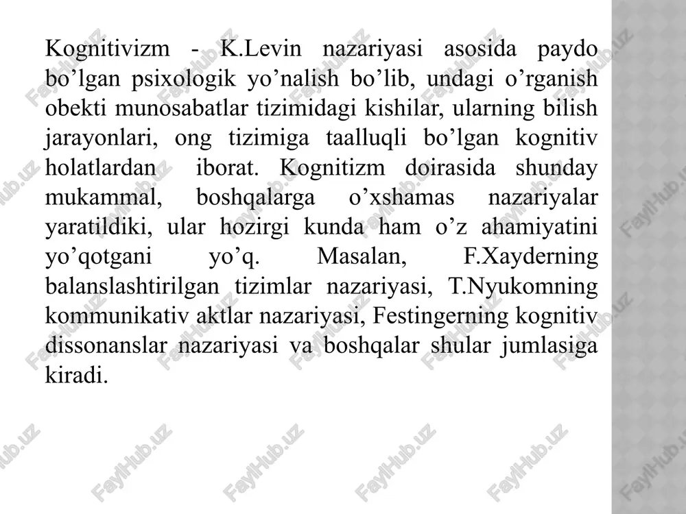 ishga qobiliyatlilar, ammo passiv payqashlari bekor emas. kelli, ular o’z olamlarini aniq tizim yoki model yordamida idrok etishlarini konctruktlar deb atadi. shaxs konstruktlari-o’z tajribalarini tushuntirishi yoki izohlashi, anglashi yoki talqin etishida inson tomonidan foydalaniladigan g’oyalar va fikrlardir. u o’zida o’xshashlik yoki qarama-qarshilik pozitsiyasidan inson voqelikning biror bir jabhasini baqaror usul yordami bilan mulohazalashni taqdim etadi. aynan ob’ekt, hodisalar o’rtasidagi o’xshashlik va farqlarni kognitiv kuzatish jarayoni shaxslilik konstruktlarning shakllanishiga olib keladi. buning uchun uchta element kerak ekan (hodisa yoki predmet): ulardan ikkitasi bir biriga o’xshash, uchinchisi esa bu ikkalasidan farq qiladi. shu sababli barcha shaxslilik konstruktlari bipolyar va dixotomikdir, inson tafakkuri hayot tajribasini kulrang fonda emas, oq yoki qora fonda anglaydi. jorj kelli, tibbiy psixolog, inson faoliyatining asosiy xususiyati sifatida bilim jarayonlariga alohida ahamiyat bergan birinchi shaxslardan biri edi. shaxsiy konstruktsiyalar psixologiyasi deb ataladigan nazariy tizimiga muvofiq, inson aslida olim, tadqiqotchi bo'lib, u bilan samarali muloqot qilish uchun o'z shaxsiy tajribalari …