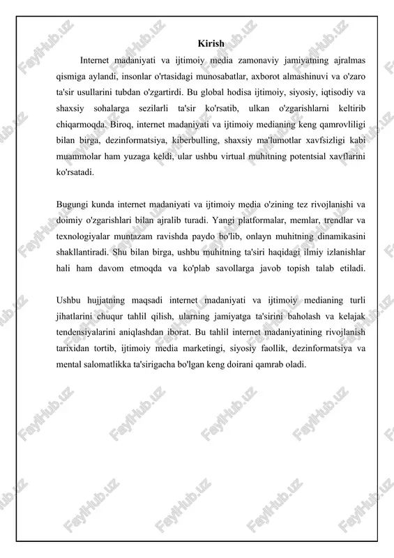 tilga kirib keladi. ijtimoiy tarmoqlarda siyosiy mavzularda bahslar va muhokamalarda ishtirok etadigan yoshlar ulushi 65% yoshlarning 65 foizi ijtimoiy tarmoqlarda siyosiy mavzularda bahslar va muhokamalarda qatnashadi. ijtimoiy tarmoqlarning tilga ta'siri: yangi so'zlar va ibora ijtimoiy tarmoqlar nafaqat madaniyatga, balki tilga ham katta ta'sir ko'rsatdi. xeshteglar (#) kabi yangi so'zlar va iboralar ijtimoiy tarmoqlarda paydo bo'lib, tezda ommalashdi va kundalik tilga kirdi. xeshteglar mavzularni guruhlash va qidirishni osonlashtirib, foydalanuvchilarga o'z fikrlari va tajribalarini baham ko'rish imkoniyatini beradi. bundan tashqari, ijtimoiy tarmoqlarda qisqartmalar (masalan, lol, omg, btw) va emojilar keng qo'llaniladi, bu esa kommunikatsiyani tezlashtiradi va his-tuyg'ularni ifodalashga yordam beradi. statistik ma'lumotlarga ko'ra, 2023-yilda ijtimoiy tarmoqlarda eng ko'p ishlatilgan so'zlar va iboralar ro'yxati asosan shunday qisqartmalar va xeshteglardan iborat edi. ijtimoiy tarmoqlarning tilga ta'siri nafaqat yangi so'zlar va iboralarning paydo bo'lishi, balki mavjud so'zlarning ma'nosining o'zgarishi bilan ham bog'liq. masalan, “troll” so'zi ilgari afsonaviy mavjudotni anglatgan bo'lsa, endi internetda provokatsiya qiluvchi va …