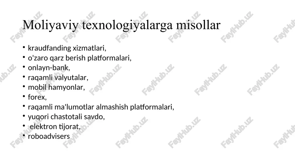 neobanklar (challenjer banklar) filiallarsiz bank xizmatlaridagi zamonaviy yechimlar, bemalol raqobatlasha oladi va real filiallari bo‘lgan klassik banklardan ustun turadi. 12. bunday eng so‘nggi texnologiyalardan biri bu onlayn-bankingdan foydalanish texnologiyasi bo‘lib, u joriy qilinganidan so‘ng har bir bank mijozi o‘z pullarini uyidan chiqmasdan boshqarish imkoniyatiga ega bo‘ldi. fintech crowdfimding platformalarini ishga tushirish orqali mijozlar bilan bevosita aloqalarini kengaytirmoqda. bu kichik biznes, tadbirkorlar, xayriya tashkilotlari va san’atkorlarga oddiy investorlardan mablag‘ jalb qilmasdan ko‘mak olish imkonini beradi. ijtimoiy o'zgarishlar ko'plab fintech firmalari, ayniqsa, dunyoning janubida demografik va ijtimoiy ehtiyojlarni hisobga olgan holda erishishga intilayotgan yana bir asosiy yoldir. forex.com platformlari- kuchli savdo maydonchalari to'plami maksimal ishlash, moslashuvchanlik va tezlikni qidiradigan valyuta savdogarlarining talabchan ehtiyojlarini qondirish uchun ishlab chiqilgan. veb-savdo mobil savdo ish stoli platformasi tahlil vositalari kengaytirilgan diagramma platforma vositalari smart signallari ishlash tahlili kpmg- biznesga puxta yondoshish, korporativ qadriyatlarga va xalqimizga qat'iy rioya qilish dunyodagi kpmg firmalarining muvaffaqiyati uchun asosiy omillardir. tadqiqot …