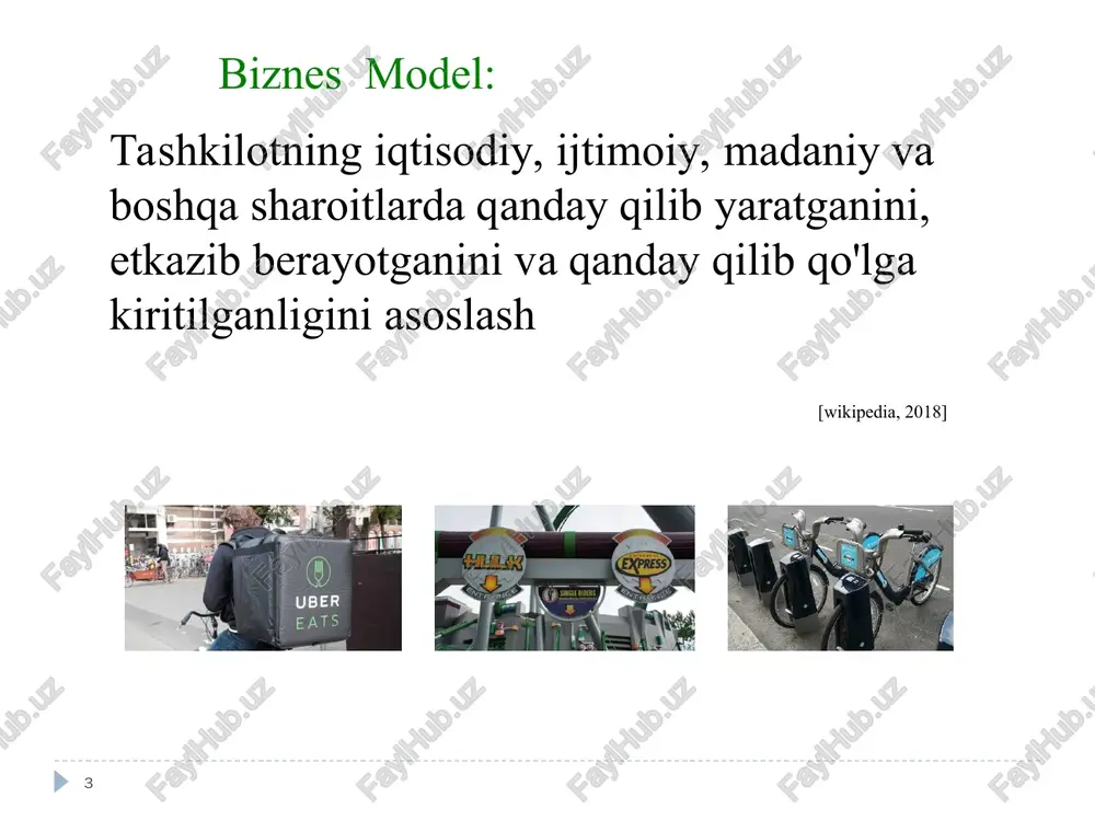 rmoq muhiti qurilma smartfon, kompyuter, planshet, smart tv kabilar. n ekrani (n screen) platforma dastur texnologiya bazasi koreyaning zaif nuqtasi biznes jihatlari * dasturiy ta'minot, mobil ilovalarni va mundarijani platformada birlashtirgan holda daromadlarni shakllantirish hamkorlar bilan mustahkam aloqalarni dasturiy ta'minot asosida shakllantirish koreya: dunyodagi eng dinamik turmush tarzi bozoridir turmush tarzi ta’sir doirasi: muloqot, axborot qidiruvi, tijorat, ko’ngilochar dasturlar yuqori texnologiyalarni qabul qilish smartfonlar qayta sotib olish chastotasi, yangi texnologiya / xizmatning tez tarqalishi madaniy jihatlari * texnologiya va madaniyat o'rtasidagi munosabatlar tana va ruh o'rtasidagi aloqadir xuddi shu texnologiya / biznes modeli farq qiladi facebook tajribasi mamlakat / mintaqadagi tendentsiyalarni tushunish muvaffaqiyatli platforma biznesida muhim ahamiyatga ega koreya: kuchli jamoaviy tendentsiya turli xilligining yo'qligi muvaffaqiyatli biznes platformalar: 1 holat * 1977-yilda taqdim etilgan bu shaxsiy kompyuterlarning tarqalishiga katta hissa qo'shilgan visicalc bilan birinchi calculyator dasturlari (ms excelning ajdodi) shundan so’ng ko’pgina dasturlar iqtisodiy tizimlarga aylangan apple platformasi biznes strategiyasiga …