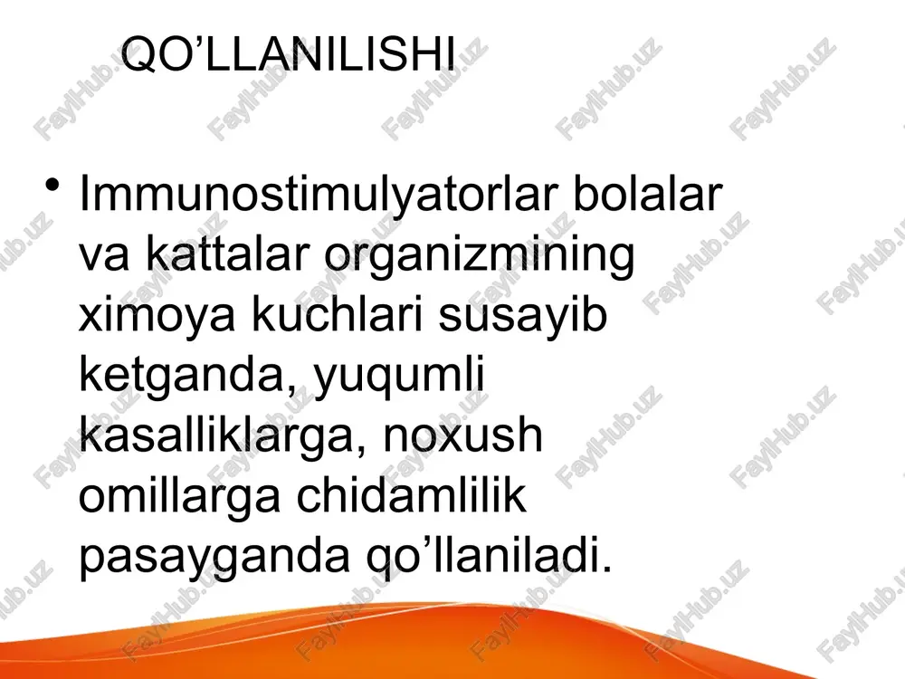 b, xujayra membranalarida fosfolipaza c fermentini faollashtiradi, u fosfotidilinozinni parchalab, fosfotidilni ajratadi, u esa ca ionlarining silliq mushaklarga o’tishini ta’minlaydi, ca ularni qisqartiradi. shu sababli gistamin bronx, arteriola, venula, ichak, bachadon silliq mushaklarini qisqartiradi, bronxospazm xosil bo’ladi, yurakka qonning qaytishi, uning daqiqalik xajmi kamayadi, qon quyuqlashadi, qon bosimi pasayadi, qichishish va og’riq paydo bo’ladi. qo’llanilishi gistaminning o’zidorimodda sifatida qo’llanilmaydi, diagnostik modda sifatida oshqozon faoliyatini, feoxromositomalarni tekshirish xamda xayvonlarda tajribalar o’tqazish uchun qo’llaniladi. tibbiyotda gistaminning ta’sirini bartaraf qiluvchi-h1 va h2-gistaminoretseptorlar qo’llaniladi. h1-gistamin ta’sir mexanizmi bo’yicha bo’linadi: 1. gistamin retseptorlarini falajlovchi-gistaminolitik moddalar. 2. erkin xolatdagi gistaminni xajmini kamaytiradigan moddalar. 3. gistamin xosil bo’lishini kamaytiradigan moddalar dori moddalari gistamin retseptorlarini falajlovchi: -dimedrol; -diprazin; -suprastin; -tavegil; -fenkarol; moddalar h1-retseptorlarni bog’lab, gistaminning retseptorlarga bo’ladigan ta’siriga to’sqinlik qiladi moddalar uyqu chaqirish, qusish markazi faoliyatini susaytirish xuxusiyatiga ega. antigistamin moddalar diprazil-narkotik analgetiklar ta’sirini oshiradi, tana xaroratini tushiradi. demidrol-pediatriyada qo’llaniladi, yuqori nafas yo’llari kasalliklarida, teridagi allergik jarayonlarda qo’llaniladi …