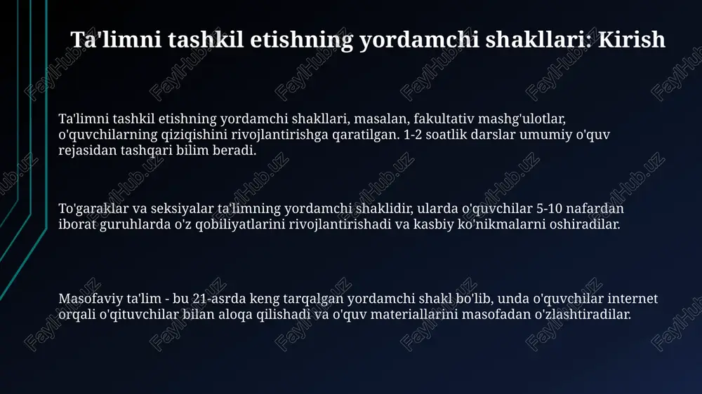 ta’limni tashkil etishning yordamchi shakllari - Page 3