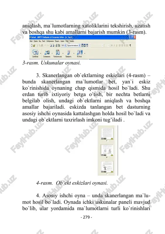 himoya qilinadi va modifikatsiya qilishni, o’zlashtirishni cheklaydi. acrobat reader dasturini internet orqali http:g’g’www.adobe.com web saytdan bepul adobe firmasi server kompyuteridan olish mumkin. acrobat reader dasturini ishga tushirish acrobat reader dasturini ish tushirish uchun pusk > programmi> adobe acrobat bajariladi, so’ngra acrobat reader tanlanadi. ekranda quyidagi rasmda ko’rsatilgan darcha hosil 6o’ladi (18.25-rasm): 18.25-rasm. acrobat reader dasturi asosiy darchasining ko’rinishi pdf kengaytmali hujjatlarni ochish acrobat reader dasturida ctrlqo klavishlarini bosish orqali pdf kengaytmali hujjatlarni o’qish uchun ochish mumkin. kerakli hujjat sihonchaning chap knopkasi bosish orqali tanlanadi va darchadagi oren knopkasi bosiladi. ekranda hujjat paydo bo’ladi. by fayllarni ochgandan so’ng kursorning ko’rinishi: ga o’zgaradi. by ko’rinish kursor vazifasini bajaradi, dasturning view tavsiyanomasi hujjatni ko’rishda keng imkoniyatlar yaratib beradi (18.26-rasm): 18.26-rasm. view tavsiyanomasining ko’rinishi view tavsiyanomasidagi asosiy bo’limlari haqida quyidagi ma’lumotlarni keltirish mumkin full screen (yoki strlql) -hujjatni to’liq ekranga yoyib ko’rish zoom in (yoki strlql) - hujjatni kattalashtirib ko’rish zoom out (yoki strlql) …