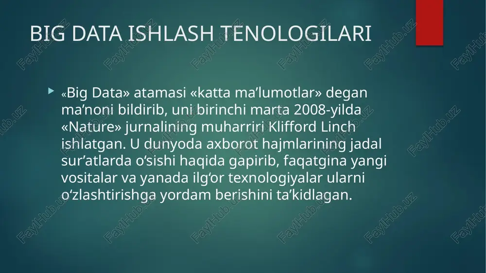 katta ma’lumotlar(big data)ni qayta ishlash texnologiyalari - Page 3