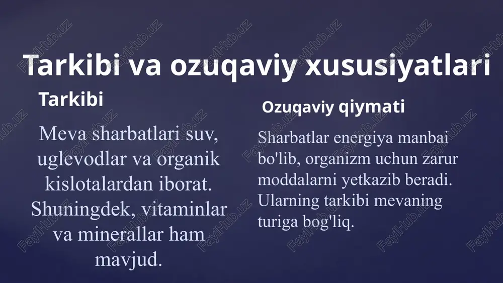 meva sharbatlarining ozuqa qiymati va sifat talablari - Page 3