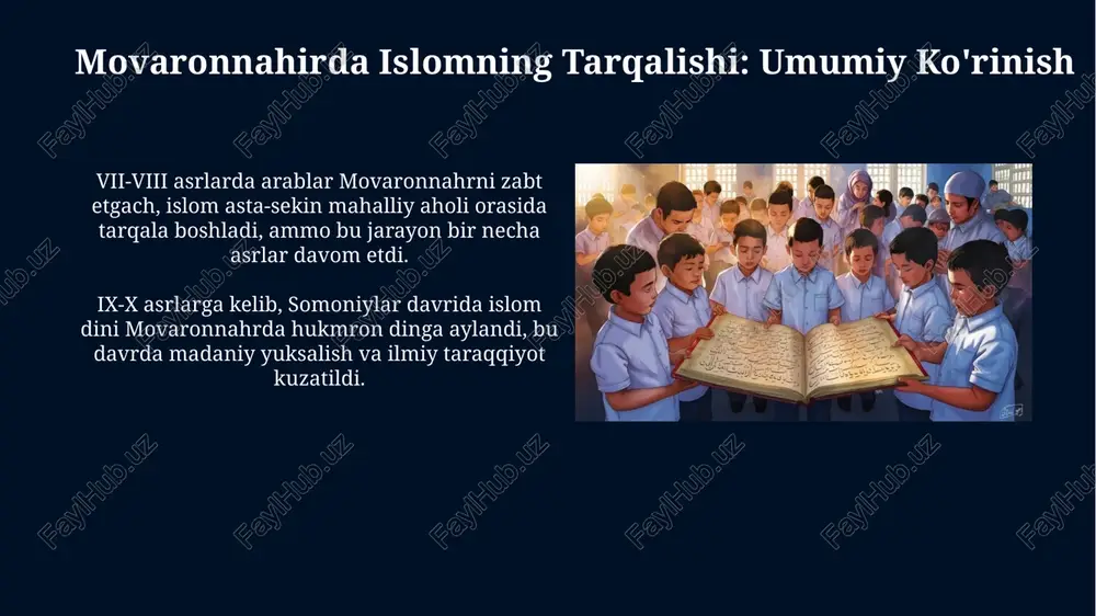 gatib, jamiyatning intellektual rivojiga hissa qo'shdi. ilm-fanning rivojlanishiga madrasalarning ta'siri madrasalar matematika, astronomiya va tibbiyot fanlarining rivojlanishiga katta hissa qo'shdi. algebra va trigonometriya kabi sohalarda fundamental asarlar yaratildi. fiqh, hadis va tafsir ilmlari madrasalarda chuqur o'rganilib, islom huquqi va teologiyasining rivojlanishida muhim rol o'ynadi. bu ilm-fanlar diniy bilimlarni shakllantirdi. madrasa ta'limining tanqidi va islohotlar madrasalardagi ta'lim dasturlari 19-asr oxiridan tanqidga uchradi, chunki ular zamonaviy fanlar va texnologiyalardan ortda qoldi, bu esa bitiruvchilarning ish bilan ta'minlanish imkoniyatlarini chekladi. jadidlar madrasa islohotini ilgari surishdi va 20-asr boshlarida usuli jadid maktablarini tashkil etishdi, bu maktablar dunyoviy bilimlarni diniy ta'lim bilan uyg'unlashtirishga harakat qilishdi. madrasalar va kutubxonalar xi asrda madrasalar ilk bor nizomulmulk tomonidan tashkil etilgan boʻlib, u yerda fiqh, hadis, tafsir kabi diniy bilimlar chuqur oʻrgatilgan, 100 dan ortiq talaba taʼlim olgan. movoronnahrda kutubxonalar madrasalarning ajralmas qismi boʻlib, ularda minglab qoʻlyozma asarlar saqlangan, xususan ibn sino kutubxonasida 45000 jild kitob boʻlgan. movaronnahirda islomiy …