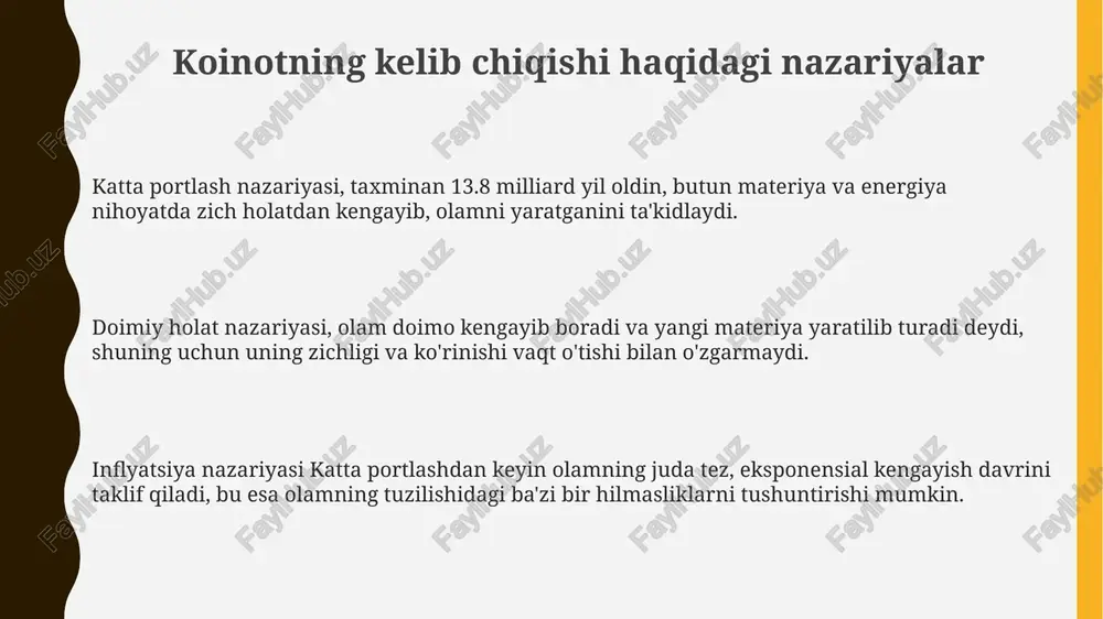 olamning paydo bulishi va rivojlanishi to'g'risidagi nazariyalar - Page 3