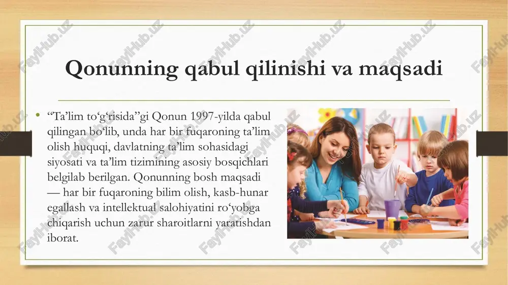 bois ushbu qonun mamlakatning taraqqiyot yo‘lida beqiyos ahamiyat kasb etadi. e’tiboringiz uchun rahmat!