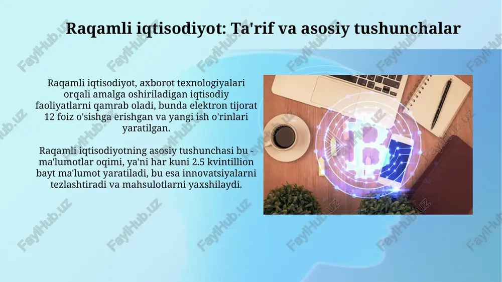 ning kelajagi blokcheynning kelajagi 2030-yilgacha bo‘lgan davrda moliyaviy texnologiyalar, ta’minot zanjiri va sog‘liqni saqlash kabi sohalarda 3 trillion dollardan ortiq qiymat yaratishi kutilmoqda. markazlashmagan moliya (defi) protokollari ko'proq rivojlanib, 2.0 va 3.0 versiyalari bilan yanada xavfsiz, tejamkor va ko'p zanjirli operatsiyalarni ta'minlaydi. e'tiboringiz uchun rahmat image2.png image3.jpg image4.jpg image5.jpg image6.jpg image7.jpg image8.jpg image9.jpg image10.jpg image11.jpg image1.png