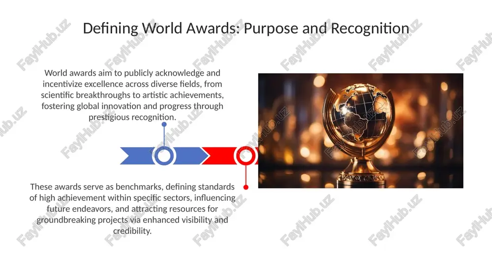 d costs in ideal cases. diversified funding models, including endowments, corporate sponsorships, and individual donations, mitigate financial risk and support long-term sustainability, securing at least 70% recurring funding. award administration and funding: managing resources effectively global recognition and prestige: achieving international acclaim winning awards like the nobel prize or an oscar significantly boosts an individual's or organization's global profile, leading to amplified influence and increased recognition across borders. awards judged by diverse international panels, assessing candidates against universal benchmarks like innovation or social impact, enhance the award's prestige and worldwide respect. cultural significance: reflecting societal values the 1950s-era nobel prize reflected a postwar focus on scientific advancement and peace, demonstrating society's shift towards valuing international collaboration and technological progress after 2 world wars. awards like the mtv video music awards, established in 1984, mirror the increasing influence of youth culture and the acceptance of diverse artistic expressions like hip-hop, attracting …