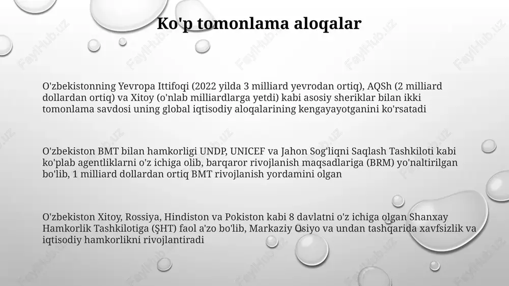 oʻzbekiston xalqaro hamkorlik aloqalari - Page 3