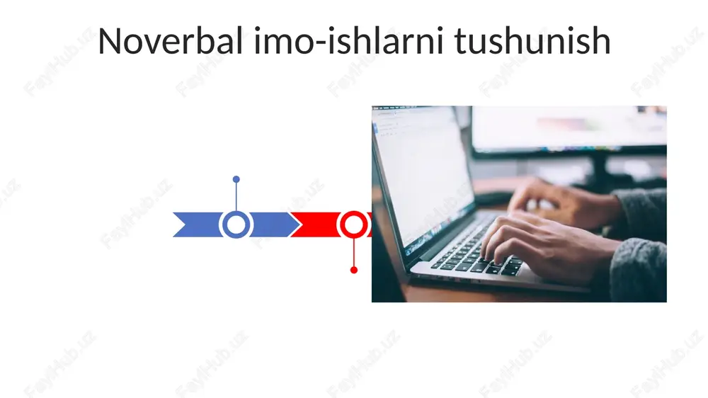 ko'z aloqasi (uzoq/qochish, parij, fransiya) ni o'z ichiga oladi. tana tili so'zlangan so'zlarni sezilarli darajada o'zgartiradi. ohang tahlili balandlik/pastalik, baland/past ovoz, tez/sekin temp va ritm o'zgarishlarini o'z ichiga oladi, bu ma'noga ta'sir qiladi. "bu juda ajoyib" degan gapdagi kinoya (london, buyuk britaniya kontekstida) qabul qilishni o'zgartiradi. samarali tinglash ko'nikmalari samarali tinglash: 1) faol ishtirok (masalan, bosh irg'ish, qayta bayon qilish); 2) ichki chalg'ituvchilarni kamaytirish (masalan, londonning jim xonasida); 3) og'zaki (masalan, muloqotning 70%) va og'zaki bo'lmagan (masalan, tana tili, parijdagi uchrashuvlarda 30% ta'sir) belgilarga e'tibor qaratish. og'zaki muloqot aniqlikni (masalan, nyu-york yig'ilishlarida qisqa gaplar, maxsus atamalardan qochish), to'g'ri ohangni (masalan, tokio muzokaralarida rasmiy va norasmiy) va faol lug'atni (masalan, global muhitda samarali ifodalash uchun 10000+ so'z) talab qiladi. tananing tilining kuchi badan tili aloqa ta'sirinin 55% ni tashkil qiladi (mehrabian tadqiqoti), imo-ishoralar (masalan, o'zini ishonchli his qilish holati va yelkalarni egish), mimika (7 mikroifoda) va ko'z aloqasi (to'g'ridan-to'g'ri yoki chetga …