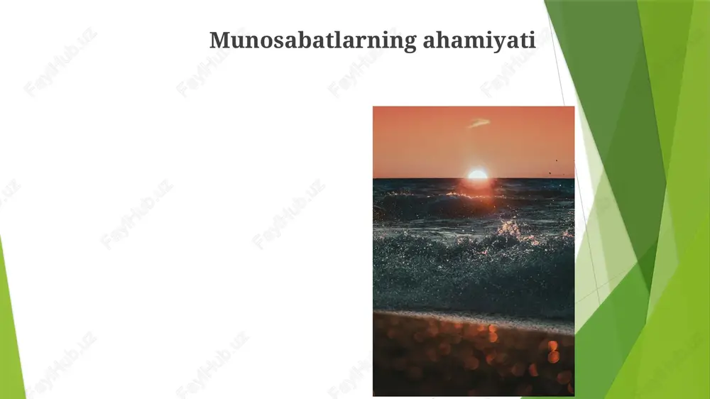 bilvosita (yuqori kontekstli) boʻlib, gʻarbning toʻgʻridan-toʻgʻri (past kontekstli) uslubidan keskin farq qiladi, bu esa notoʻgʻri tushunishlarga olib keladi sovg'a berish urf-odatlari va protokoli janubiy-sharqiy osiyo mamlakatlari (masalan, tayland, vetnam) turli-tuman urf-odatlarga ega. taylandda hurmatni ko'rsatish uchun sovg'alar ikki qo'l bilan beriladi. vetnamda esa sovg'alar mag'rurlikni ko'rsatmaslik uchun yashirincha ochiladi bayramlar (masalan, bahor bayrami)da xitoyliklar hadyalar tanlashda xayrli sonlarga (8 – farovonlik ramzi), ranglarga (qizil – omad ramzi) e'tibor berishadi va soat yoki oq gullar (dafn marosimlari bilan bog'liq) hadya qilishdan qochishadi mojaro hal qilish yondashuvlari madaniy nuanslar aloqada janubiy-sharqiy osiyo (tailand, vetnam, filippin) kommunikatsiyasi bilvosita, og'zaki bo'lmagan ishoralar (tailandda "vay", bosh irg'ash, ko'z aloqasi har xil), kollektivizm va xushmuomalalikka (hurmatli murojaatlarni ishlatish) katta e'tibor berishni o'z ichiga oladi. oila va jamoa aloqalari muhim; uyg'unlikni saqlash eng muhimdir e'tiboringiz uchun rahmat @taqdimot_robot image1.jpg image2.jpg image3.jpg image4.jpg image5.jpg image6.jpg image7.jpg image8.jpg image9.jpg image10.jpg image11.jpg image12.jpg image13.jpg image14.jpg