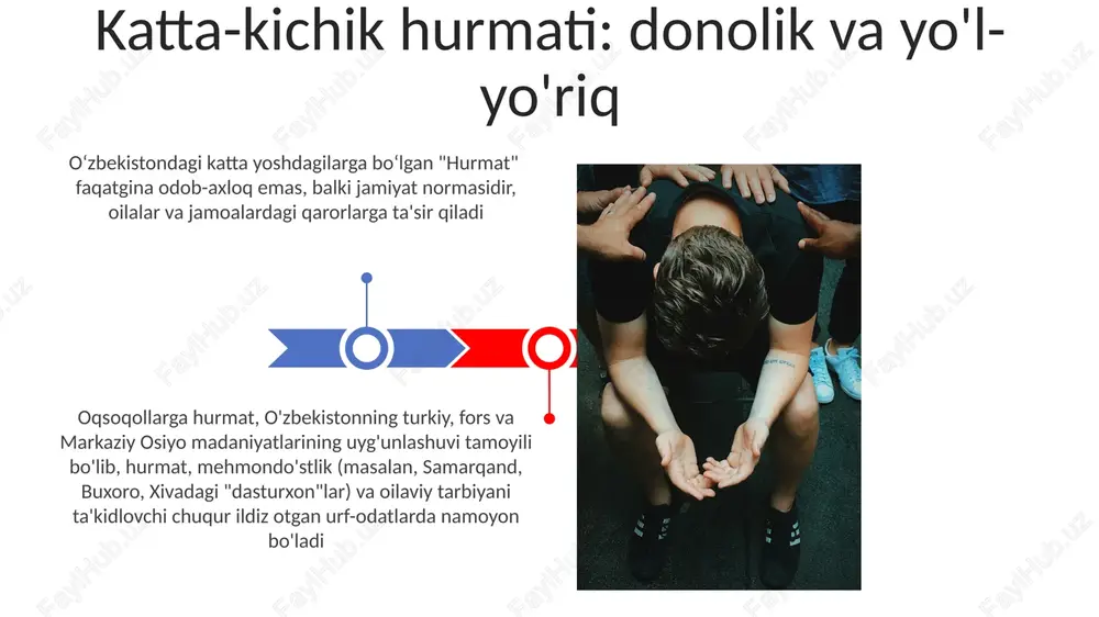 markaziy osiyo, fors (eron) va turk an'analarini o'zida mujassamlashtirib, samarqand, buxoro, toshkent va boshqa shaharlarda ko'p kunlik bayramlarni o'z ichiga oladi. kelin salomi, mehr-muhabbat muzokaralari va nikoh asosiy marosimlar hisoblanadi to'ylar an'anaviy o'zbek musiqasi (dutar, doira) va raqslari (lazgi, yalla) bilan boyitilgan. kelin murakkab kashtado'zlik bilan bezatilgan kiyim kiyadi, kuyov esa ko'pincha an'anaviy "chapan" kiyib yuradi e'tiboringiz uchun rahmat @taqdimot_robot image4.jpg image5.jpg image6.jpg image7.jpg image8.jpg image9.jpg image10.jpg image11.jpg image1.jpeg image2.jpeg
