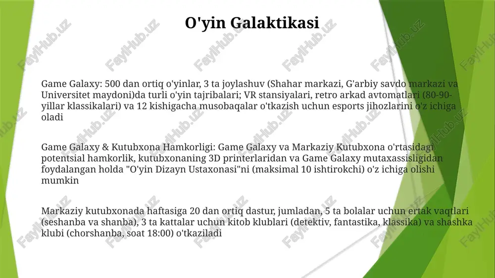 staxonalari (yiliga 3 ta), bayram mavzusidagi loyihalar. springfield shahar markazida, avtoturargoh mavjud. e'tiboringiz uchun rahmat @taqdimot_robot