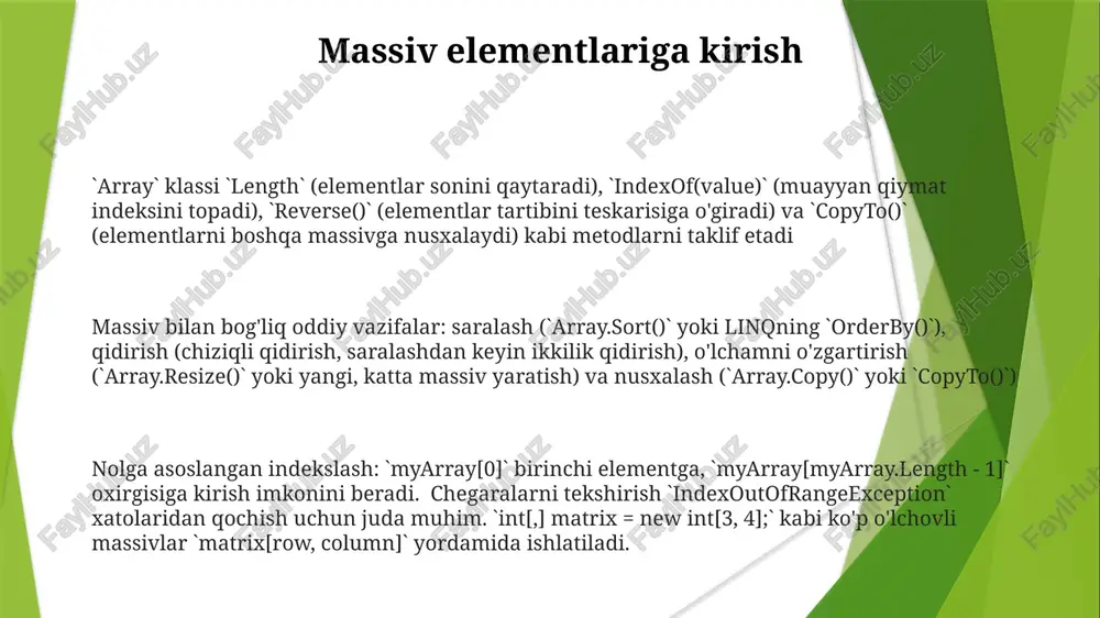 array ma'lumotlar tuzilmasi va uning metodlari bilan ishlash - Page 3
