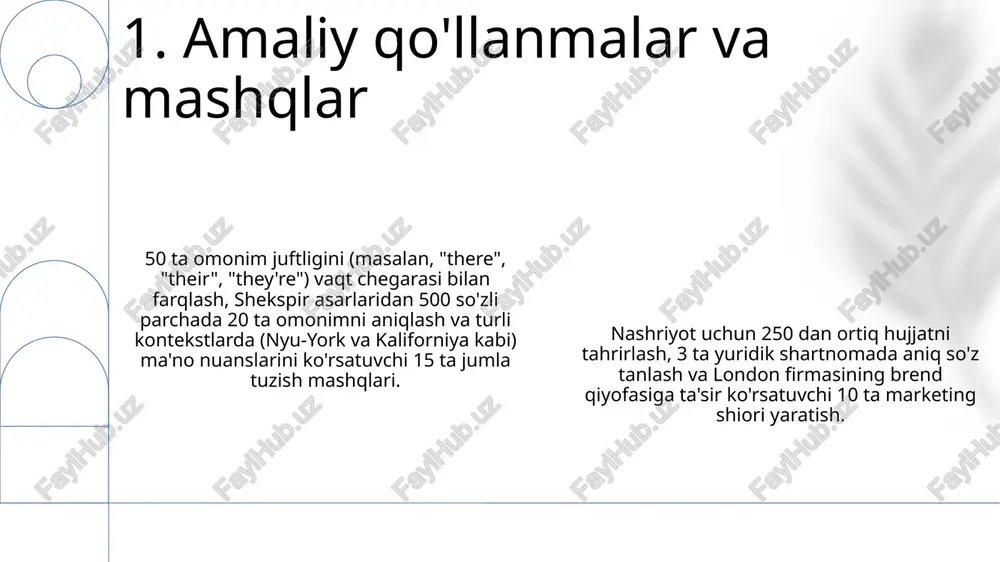 2024-yildagi stadion beysbol o'yini). "fruit bat" iborasi "bat" so'zining sport haqidagi maqoladagi noaniqligidan darhol xalos qiladi. semantik tahlil muhim. 7. kontekstning omonim va omonoflarni tushunishdagi roli e'tiboringiz uchun rahmat @taqdimot_robot image1.png image2.png image3.png image4.png image5.png image6.png image7.png image8.png