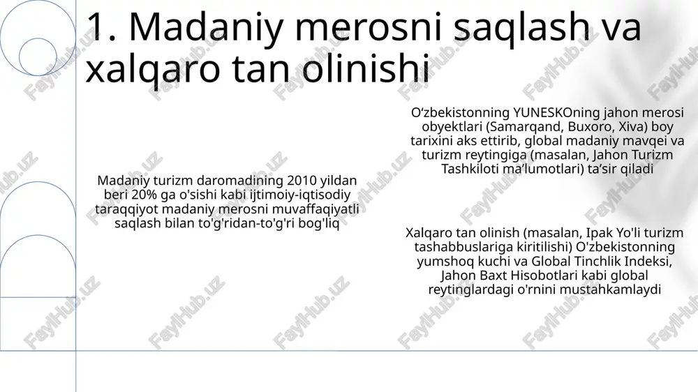 ga daromadining 2000 aqsh dollaridan oshishi bilan bog'liq 5. ijtimoiy-iqtisodiy reyting umumiy ko'rinishi sog'liqni saqlashga (onaning o'lim darajasi 2010 yildan beri 30% ga kamaydi) va ta'limga (savodxonlik darajasi 99% dan oshdi) yaxshiroq kirish qashshoqlikni kamaytirishga hissa qo'shadi o'zbekistonning iqtisodiy erkinligi va tartibga solish islohotlaridagi yutuqlari jahon bankining biznes yuritish qulayligi indeksi kabi xalqaro reytinglarda aks etgan bo'lsa-da, korruptsiya darajasi barqaror qashshoqlikni kamaytirish uchun xavotirli omil bo'lib qolmoqda 6. qashshoqlikni qisqartirish taraqqiyoti va jahon standartlari bmtning inson rivojlanishi indeksi (iri) o'zbekistonning iqtisodiy o'sish bilan birga madaniy o'zgarishlarini aks ettiradi. farg'ona vodiysi kabi hududlarda ta'limga kirish imkoniyatining yaxshilanishi va sog'liqni saqlash infratuzilmasining yaxshilanishi o'rtacha umr ko'rish davomiyligiga ta'sir ko'rsatmoqda jahon bankining biznes yuritish qulayligi reytingi o'zbekistonning taraqqiyotini, 2016 yildan beri sezilarli o'sishini ko'rsatadi o'zbekistonning global innovatsiya indeksi (gii) reytingi 2013 yildagi 117-o'rindan 2022 yilda 93-o'ringa ko'tarildi. bu akt (axborot va kommunikatsiya texnologiyalari) va toshkentdagi texnoparklar kabi sohalarga ta'sir ko'rsatgan ijtimoiy-iqtisodiy islohotlarni aks …