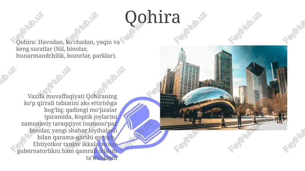 mmolari (transport, ifloslanish). meksika siti, 21,9 milliondan ortiq aholisi bo'lgan katta shahar, 16 ta tumanni (delegatsiyalarni) o'z ichiga oladi, dunyodagi eng yirik shaharlar qatorida va shimoliy amerikada muhim iqtisodiy ta'sirga ega; zokalo markaziy maydoni tarixiy yurak hisoblanadi. san-paulo 01 02 são paulo'ning kontrastlarini aks ettiruvchi 15 ta rasm: itaim bibi kabi tumanlardagi favelalar va porloq osmono'par binolar yonma-yon, tez urbanizatsiya va tengsizlikni ko'rsatadi sales 1st qtr 2nd qtr 100 0 sales 1st qtr 2nd qtr 100 0 daka dakaning urbanizatsiyasi (buriganga daryosining ifloslanishi bilan birga), motijheel savdo markazi kabi iqtisodiy faol hududlar va shaharning katta qismini (~50%) tashkil etadigan norasmiy aholi punktlari (uy-joy inqirozi) aks ettiruvchi 15 ta surat tahlili. dakaning ijtimoiy-iqtisodiy farqlarini (eski daka kabi gavjum joylardan gulshan kabi rejalashtirilgan tumanlargacha), transport muammolari (rikshalar va ko'tarilgan ekspress yo'llar), 10 milliondan ortiq aholini qamrab olgan havo ifloslanishini aks ettiruvchi 15 ta fotosurat topshirig'i. e'tiboringiz uchun rahmat @taqdimot_robot image4.jpg image5.jpg image6.jpg …