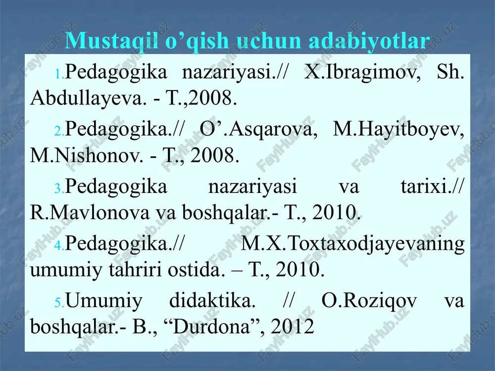 uchun sharoitning yaratilishi; 5) bilimsizlikdan bilimlarni o‘zlashtirish sari harakatlarning muntazamligi. 1) tizimning asosan bilimlarni o‘rtacha darajada o‘zlashtiruvchi o‘quvchilar uchun mo’ljallanganligi; 2) bo‘sh o‘zlashtiruvchi o‘quvchilar uchun qiyinchiliklarning yuzaga kelishi va kuchli o‘zlashtiruvchi o‘quvchilar qobiliyatlarining rivojlanish sur’atining ortga surilishi; 3) o‘qituvchi uchun o‘qitish mazmuni va o‘qitish sur’atlari hamda metodlari bo‘yicha individual ishlarni tashkil etish, shuningdek, o‘quvchilarning individual xususiyatlarini hisobga olishda qiyinchilikning yuzaga kelishi; 4) katta va kichik yoshli o‘quvchilar o‘rtasidagi munosabatlarning qaror topmasligi. yevropa va aqshda xx asr boshida o‘quvchilarning individual, faol, mustaqil o‘quv ishlarini ta’minlashga qaratilgan ko‘plab ta’lim tizimlarining samaradorligi sinab ko‘rilgan. 1905-yili dalton shahrida (massachusets shtati) o'qituvchi elena park xerst tomonidan birinchi bor qo'llanilgan ta’limning individuallashtirilgan tizimi. bu tizim dalton-reja nomi bilan pedagogika va maktab tarixiga kirdi. u ba’zan laboratoriya yoki ustaxonalar tizimi deb ham ataydilar. birinchi universitetlar paydo bo'lishi bilan ta’limning ma’ruza seminar tizimi yuzaga kela boshlaydi. ma’ruza, seminar, amaliy va laboratoriya ishlari, konsultatsiya va tanlagan kasbi bo'yicha amaliyot. …