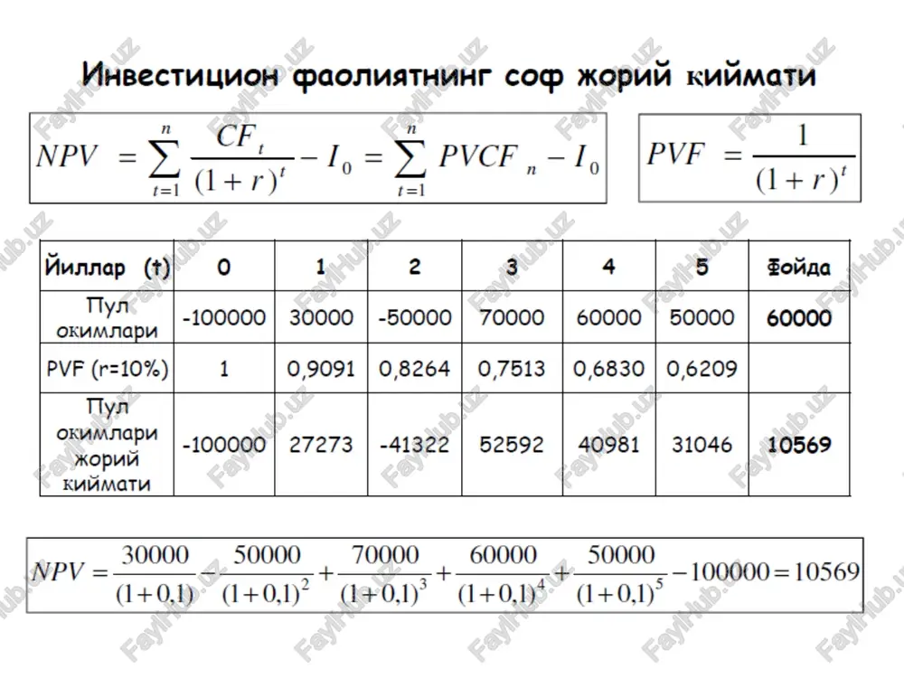 sof joriy qiymat usullari bo'yicha investitsion qarorlarni qabul qilish - Page 3