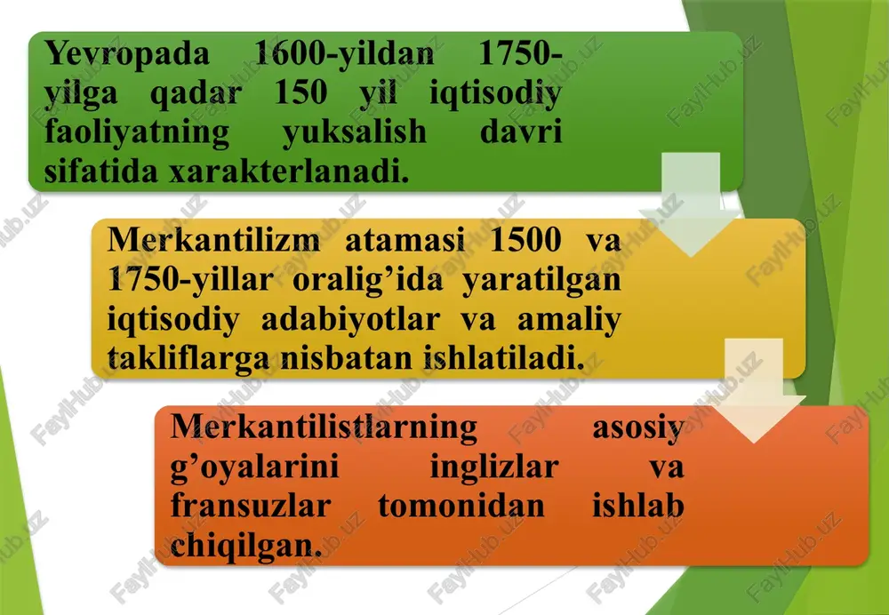 ga tavsiya etdi. tomas mann 1630 yilda «angliyaning tashqi savdodagi boyligi yoki boylikni tartiblash sifatidagi tashqi savdo balansi» asarini yozdi. unda muallif pul muomalasini qat’iy tartibga solish zararli ekanligini, pul foyda keltirishi uchun doimo harakatda bo‘lishini, pulning chetga erkin chiqarilishi kerakligini, busiz tashqi savdoni rivojlantirib bo‘lmasligini qayd qilib tomas mann (1571-1641) edi. uning fikricha, pul tashqi savdo oborotida tashkil etadi, ya'ni har bir savdo kapitalisti o`z pulini ma'lum foyda olish uchun oborotga qo`yadi. shunday yo`l bilan, ya'ni savdo yo`li bilan boyish kerak. tomas mann bo‘yicha, boylikning manbai faqat tashqi savdo hisoblanadi, bunday boylikka «har yili xorijliklardan xarid qilgan summadan ko‘ra, ularga ko'proq sotish» yo‘li bilan erishiladi. tomas mann savdo balansi nazariyasi keyingi merkantilizm vakili jon lo keyingi merkantilizm vakillaridan biri shotlandiyalik jon lo (1671-1729 y.) hisoblanadi. jon lo kredit-bank tizimi, shuningdek, qog‘oz-pul muomalasi va birja chayqovchiligi asoschilardan biri hisoblanadi. u kuchli iqtisodchi -amaliyotchi bo‘lsada, “pul va savdo” asarini 1705 yilda …