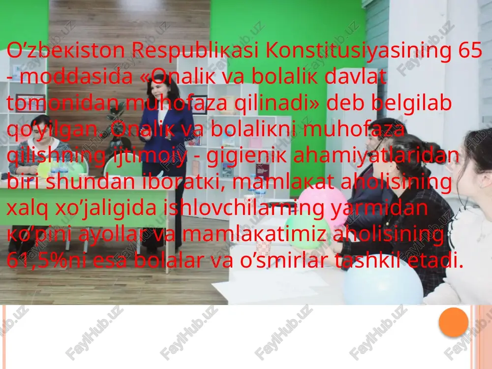 aga qilingan o’rtacha qatnovlar soni; hisobot yilida maslahatxonaga tug’ruqdan keyingi qatnovlar soni; homiladorlik tug’ruq bilan yakunlangan ayollar soni; homiladorlik barvaqt tug’ruq bilan yakunlangan ayollar soni; homiladorlik abort bilan yakunlangan ayollar son;. tug’ruq davrini to’g’ri aniqlanganlik ko’rsatkichi; terapevt tomonidan homiladorlshning 3-oyigacha ko’rikdan o’tkazilgan ayollar soni; terapevt tomonidan 2-marta ko’rikdan o’tkazilganlar soni; e’tiboringiz uchun raxmat o’qishlarizga omad image2.jpeg image3.jpeg image4.png image5.png image6.png image7.jpeg image8.png /docprops/thumbnail.jpeg