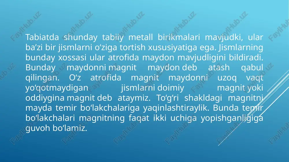 imoʻtkazgichlar elektronika va mikroelektronikada juda keng qoʻllanilib, zamonaviy elektr jihozlarning deyarli hammasi — kompyuterlardan tortib to uyali aloqa telefonlarigacha barchasi yarimoʻtkazgichli texnologiyaga asoslangan. eng keng qoʻllaniladigan yarimoʻtkazgich modda kremniy boʻlib, boshqa moddalar ham keng qoʻllaniladi. yarimoʻtkazgichlar — elektr tokini yaxshi oʻtkazuvchi moddalar (oʻtkazgichlar, asosan, metallar) va elektr tokini amalda oʻtkazmaydigan moddalar (dielektriklar) orasidagi oraliq vaziyatni egallaydigan moddalar. mendeleyev davriy sistemasida ii, iii, iv, v va vi guruhlarda joylashgan koʻpchilik elementlar. masalan: kremniy (si), germaniy (ge), mishyak-galliy (gaas), kadmiy-tellur (cdtl) va h.k. sof yarimoʻtkazgichlar (cr, ge)oʻzidan elektr tokini oʻtkazmaydi. biroq elektronlarning harakatlanish sharoitlari metallar va ya.da turlicha boʻladi. ya. quyidagi asosiy xususiyatlarga ega: ya.ning elektr oʻtkazuvchanligi temperatura koʻtarilishi bilan ortib boradi (mas, temperatura 1 k ga ortganda ya.ning solishtirma oʻtkazuvchanligi 16—17 marta ortadi); ya.ning elektr oʻtkazuvchanligida atom bilan sust (v guruh elementi qoʻshilganda) bogʻlangan elektronlardan tashqari atom bilan kuchliroq bogʻlangan elektronlar ham ishtirok etadi (baʼzi hollarda bogʻlangan elektronlar asosiy rol oʻynaydi); …