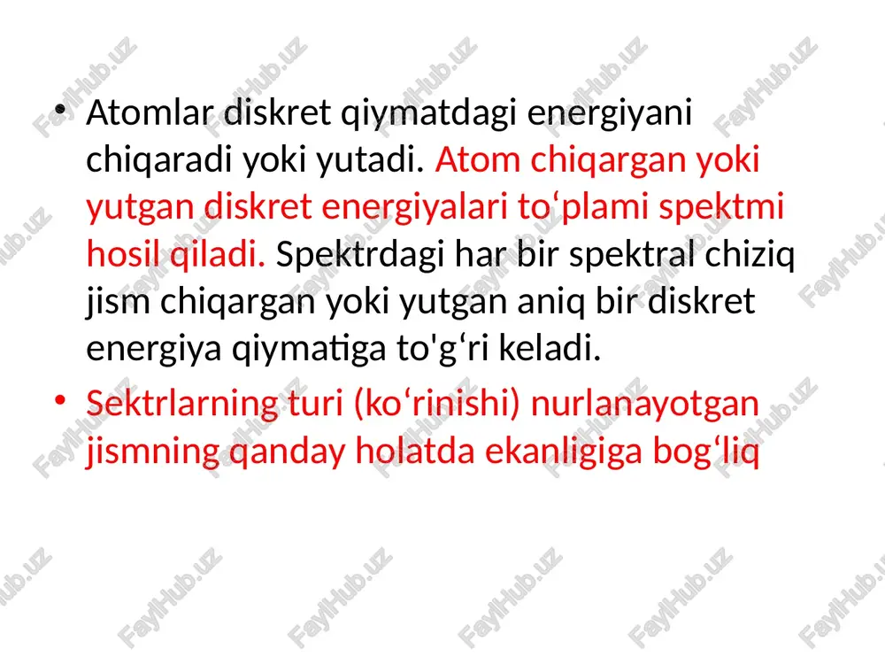 lasi deyiladi. kvant soni n ning ortishi bilan har bir seriyada spektral chiziqlar 𝒱 ning chastotasi seriya chegarasi deb ataluvchi r/m2 chegaraviy qiymatga intiladi. eng katta chastota n=∾ bo‘lganda, (4.58­ 4.62) formulalar yordamida hisoblanadi. bu chastota seriya chegarasi deyiladi. balmer seriyasida seriya chegarasi seriya chegarasiga yaqinlashganda spektral chiziqlar zichlashadi, ular orasidagi to‘lqin uzunliklari farqi assimptotik ravishda nolga intiladi, spektral chiziqlar intensivligi ham nolga intiladi. seriya chegarasidan tashqarida spektr uzilmaydi, balki tutash bo‘ladi. bunday qonuniyat faqat vodorod atomi spektridagina emas, balki boshqa elementlar spektrida ham kuzatiladi. 2. spektral termlar. kombinatsion prinsip spektroskopiyaning asosiy qonuni 1908-yilda rits tomonidan empirik yo‘l bilan aniqlangan kombinatsion prinsip hisoblanadi. (4.63) formulaga quyidagicha belgilashlar kiritish mumkin: (4.64) bunday belgilashlar kiritib (4.63) formulani quyidagi ko‘rinishda yozish mumkin: (4.65) t(m), t(n) lar spektral termlar deb ataladi. (4.65) formulaga asosan nurlanayotgan barcha chastotalar spektral termlar kombinasiyasi ko'rinishida aniqlanadi. bu qoida ritsning kombinatsion prinsipi deyiladi. vodorod atomi uchun barcha termlar tizimi …